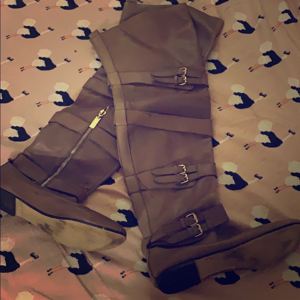 Leather over knee boots